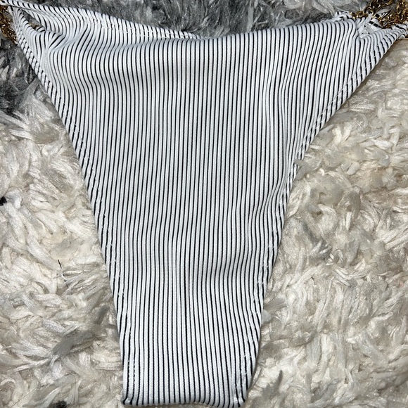 White and Gold Chain 2 Piece Bathing Suit - Picture 2 of 6